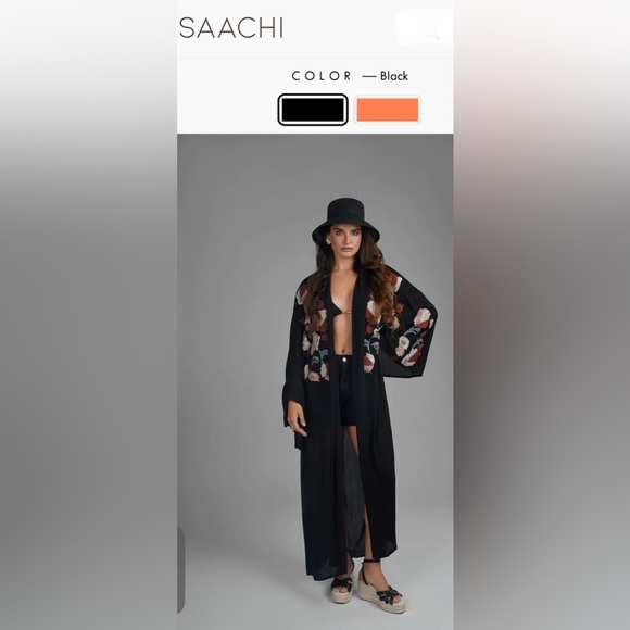 SAACHI FLORAL EMBELLISHED LONG Embroidered 
KIMONO One Size Fits all - Picture 1 of 15